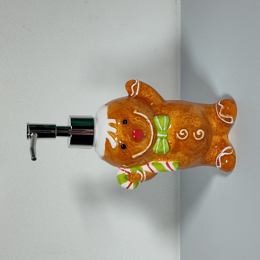 NEW‎ Amici Home glass ceramic gingerbread man Christmas soap dispenser